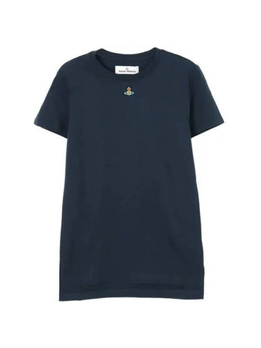 Embroided ORB Peru Short Sleeve T-Shirt Navy - VIVIENNE WESTWOOD - BALAAN 1