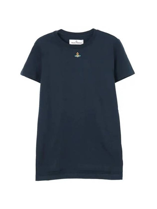 Embroided ORB Peru Short Sleeve T-Shirt Navy - VIVIENNE WESTWOOD - BALAAN 1