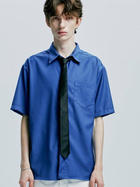 Slim Tie Set Fine Twill Tip Half Shirt Blue - S SY - BALAAN 2