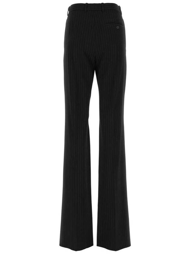 Pinstripe Pleats Front Straight Pants Black - BALENCIAGA - BALAAN 3