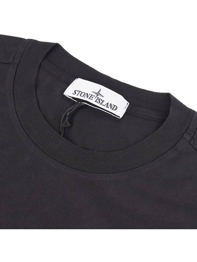 Logo Patch Cotton Jersey Long Sleeve T-Shirt Black - STONE ISLAND - BALAAN 4