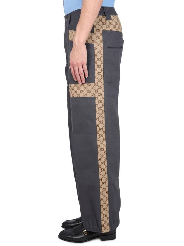 GG insert cotton canvas straight pants dark gray - GUCCI - BALAAN 4