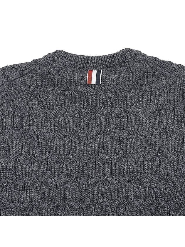 Merino Crisscross Cable Stitch Crewneck Knit Top Grey - THOM BROWNE - BALAAN 9