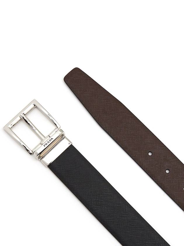 Two-Tone Reversible Saffiano Belt Black Brown - PRADA - BALAAN 4