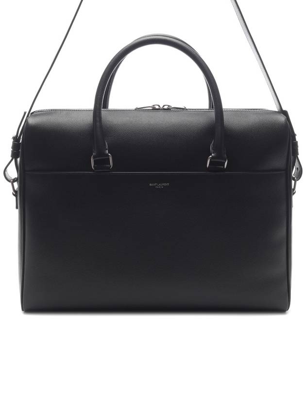 Logo Leather Brief Case Black - SAINT LAURENT - BALAAN 3