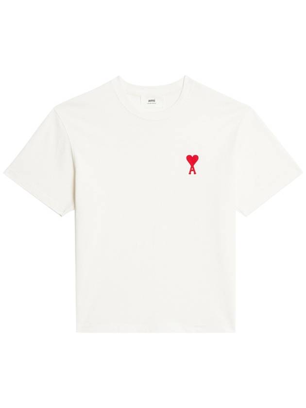 Heart Logo Cotton Jersey Short Sleeve T-Shirt White - AMI - BALAAN 2