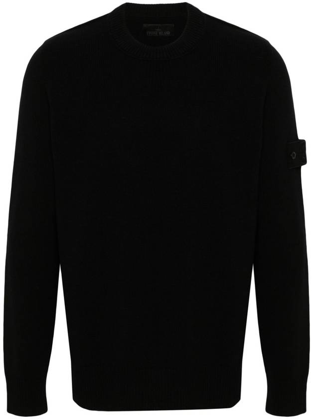 Compass Badge Wool Knit Top Black - STONE ISLAND - BALAAN 3