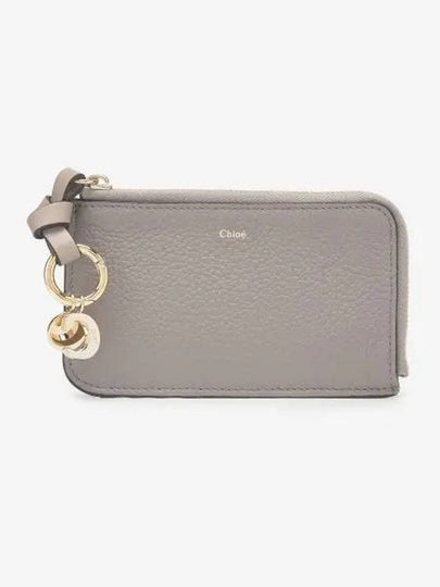 Alphabet Half Zipper Leather Card Wallet Grey - CHLOE - BALAAN 2