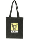 Lou Reverse Logo Printed Cotton Tote Bag Black - A.P.C. - BALAAN 2