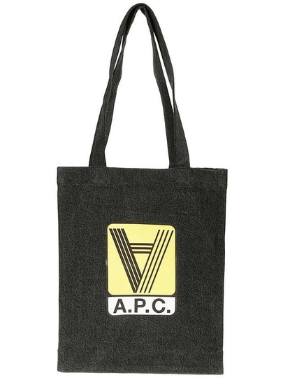 Lou Reverse Logo Printed Cotton Tote Bag Black - A.P.C. - BALAAN 2