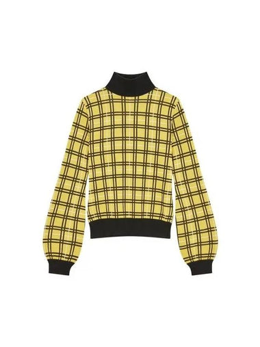 Checked wool volume sleeve knit yellow - MARNI - BALAAN 1