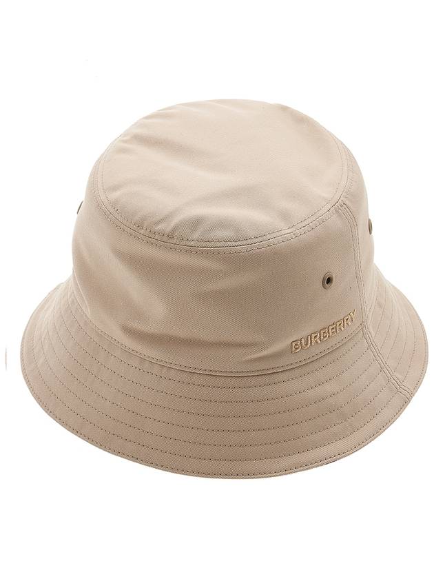 Embroidered Logo Cotton Gabardine Bucket Hat Honey - BURBERRY - BALAAN 5