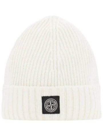 Kids Logo Patch Wool Beanie White 7516N03A8 V0099 - STONE ISLAND - BALAAN 1