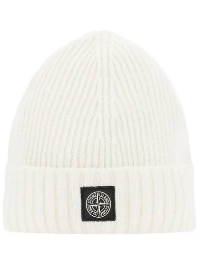 Kids Logo Patch Wool Beanie White 7516N03A8 V0099 - STONE ISLAND - BALAAN 2