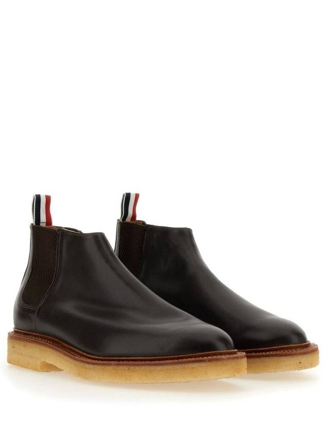 Crepe Sole Mid Top Calfskin Chelsea Boots Dark Brown - THOM BROWNE - BALAAN 3