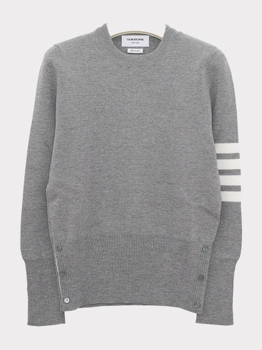 4-Bar Milano Stitch Crew Neck Knit Top Light Grey - THOM BROWNE - BALAAN 2