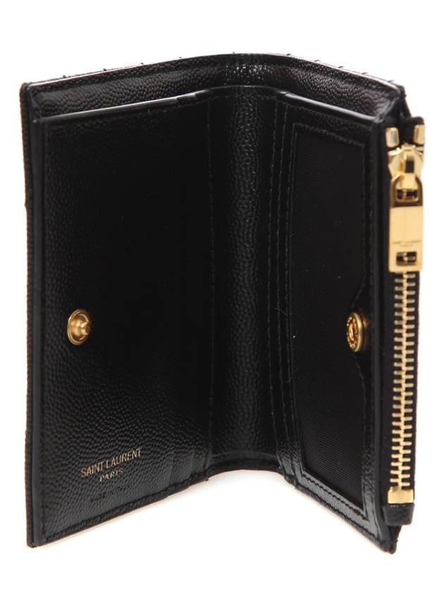 Cassandre Matelasse Grain De Poudre Embossed Leather Half Wallet Black - SAINT LAURENT - BALAAN 6