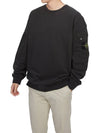 Brushed Organic Cotton Fleece Sweatshirt Grey - STONE ISLAND - BALAAN 5