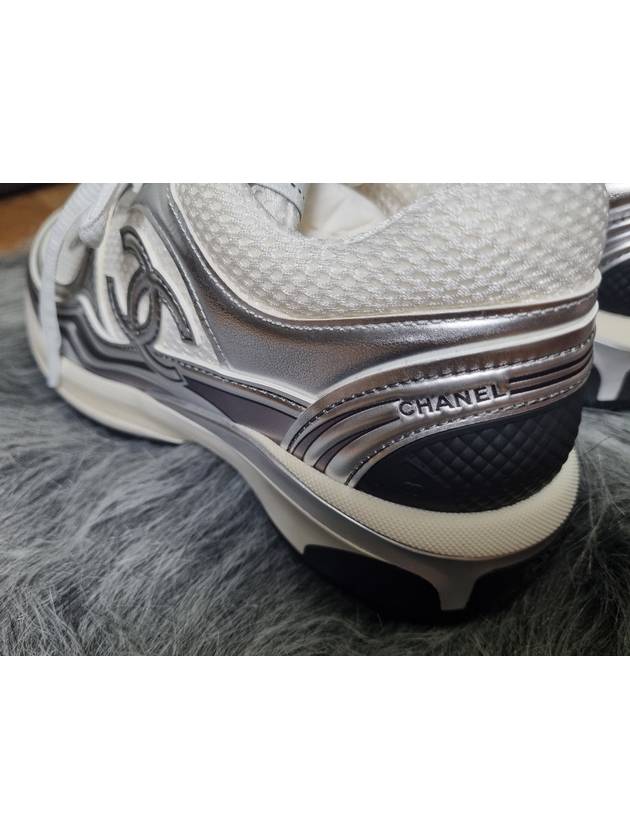 Fabric Laminated Low Top Sneakers Silver - CHANEL - BALAAN 7