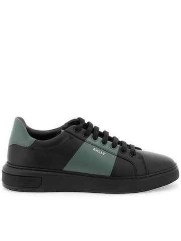 Mitty Leather Low Top Sneakers Black Green - BALLY - BALAAN 1