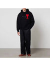 Big Heart Logo Wool Hoodie Black - AMI - BALAAN 4