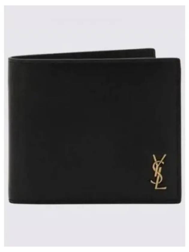 Tiny Cassandre Gold Monogram Half Wallet Black - SAINT LAURENT - BALAAN 2