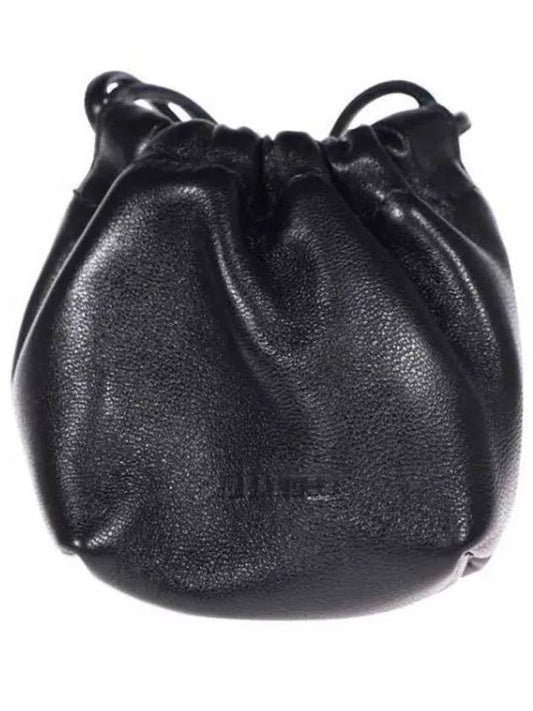 Dumpling Drawstring Calf Leather Mini Bag Black - JIL SANDER - BALAAN 2