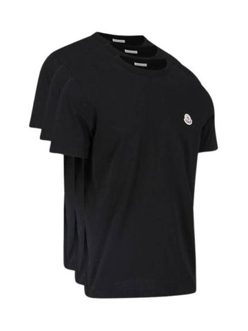 Logo Applique Short Sleeve T-Shirt 3 Pack Set Black - MONCLER - BALAAN 1