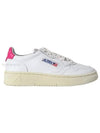 Women's Medalist Leather Low Top Sneakers White Pink Tab - AUTRY - BALAAN 2