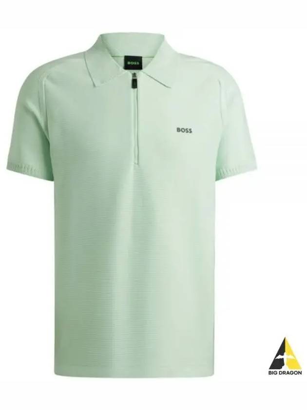 Jayno Zipper Neck PK Shirt Open Green - HUGO BOSS - BALAAN 2