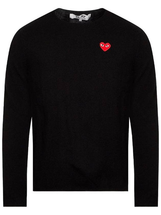 Red Heart Crew Neck Knit Top P1 N068 1 Black - COMME DES GARCONS - BALAAN 2