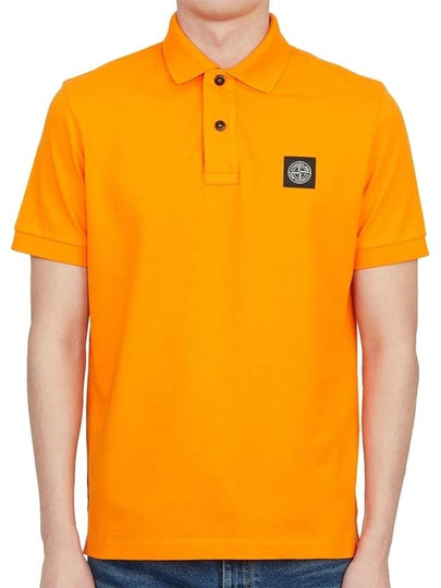 Men's Logo Patch Cotton Polo Shirt Orange - STONE ISLAND - BALAAN 2