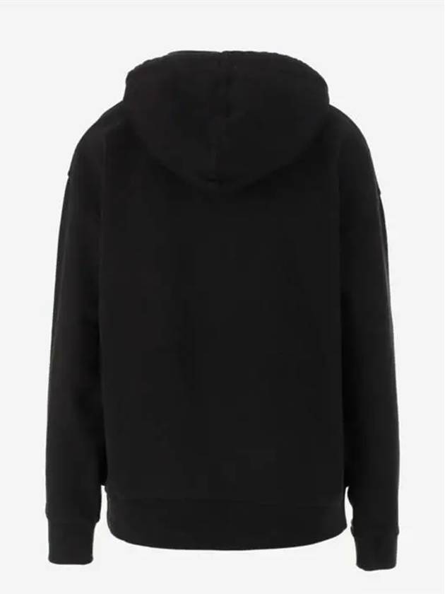 Embroidered Logo Lettering Cotton Hooded Top Black - MONCLER - BALAAN.