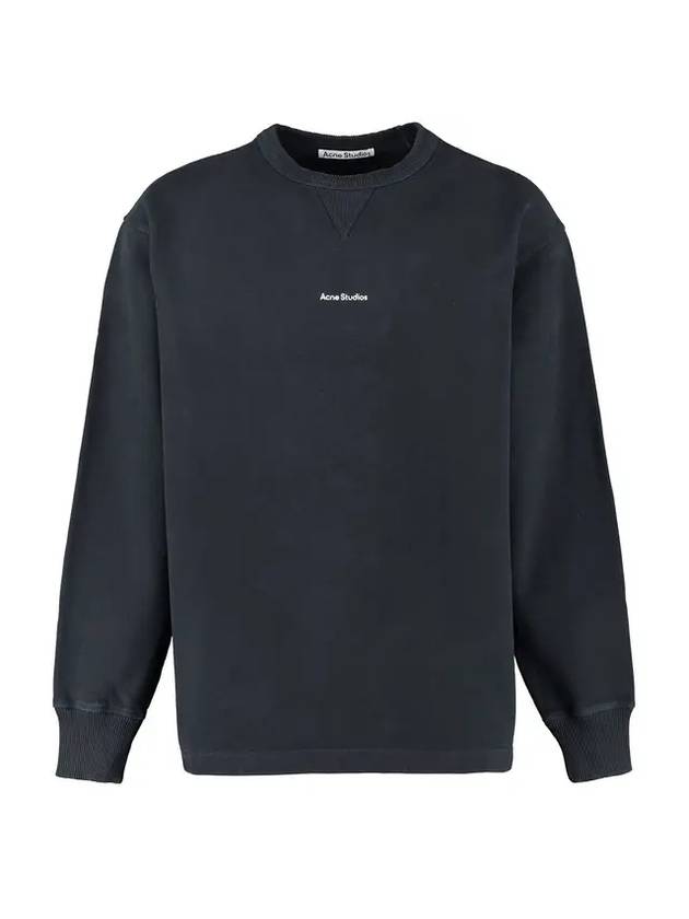 Logo Cropped Neck Oversized Fit Sweatshirt Black - ACNE STUDIOS - BALAAN 1