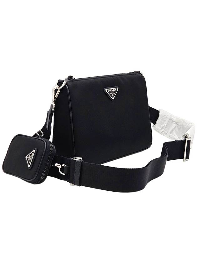 Prada 2VH113 Black Re Nylon Saffiano Leather Triangle Logo 2WAY - PRADA - BALAAN 3