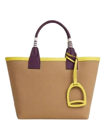 Steeple 25 Military Canvas Tote Bag Beige - HERMES - BALAAN 1