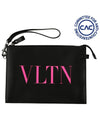 VLTN Logo Clutch Bag Black Neon Pink - VALENTINO - BALAAN.