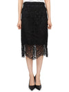 Women's Macrame Lace Pencil Skirt Black - BURBERRY - BALAAN 4