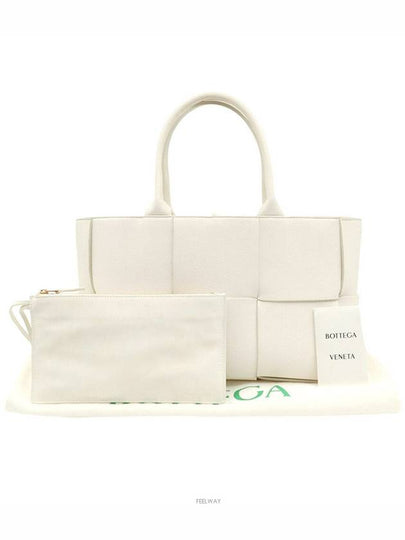 White grain leather intreccio weaving Arco small tote bag 652867 - BOTTEGA VENETA - BALAAN 2