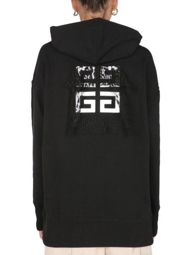 Lace Oversized Hoodie Top Black - GIVENCHY - BALAAN 4