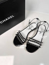 Cubic CC Logo Chain Strap Sandals Black 38 G39646 - CHANEL - BALAAN 3