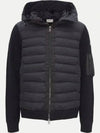 Padded Wool Hooded Zip-Up Cardigan Black - MONCLER - BALAAN 2