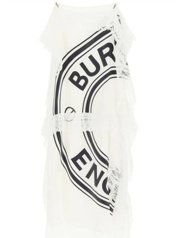 Horseferry Lace Sleeveless Midi Dress White - BURBERRY - BALAAN 1