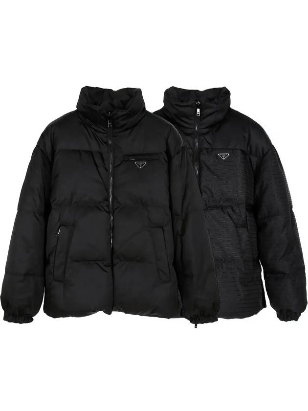 Medium-Length Re-Nylon Reversible Down Padded Jacket Black - PRADA - BALAAN 4