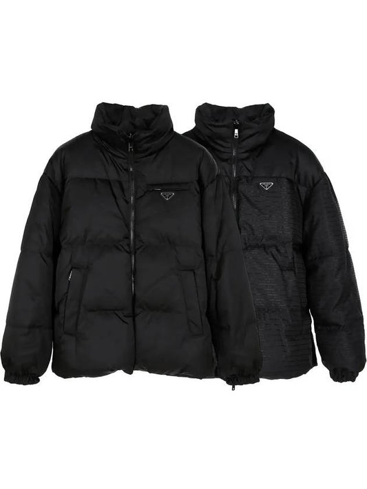 Medium-Length Re-Nylon Reversible Down Padded Jacket Black - PRADA - BALAAN 2