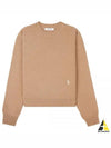Logo Embroidered Crew Neck Cashmere Knit Top Brown - SPORTY & RICH - BALAAN 2
