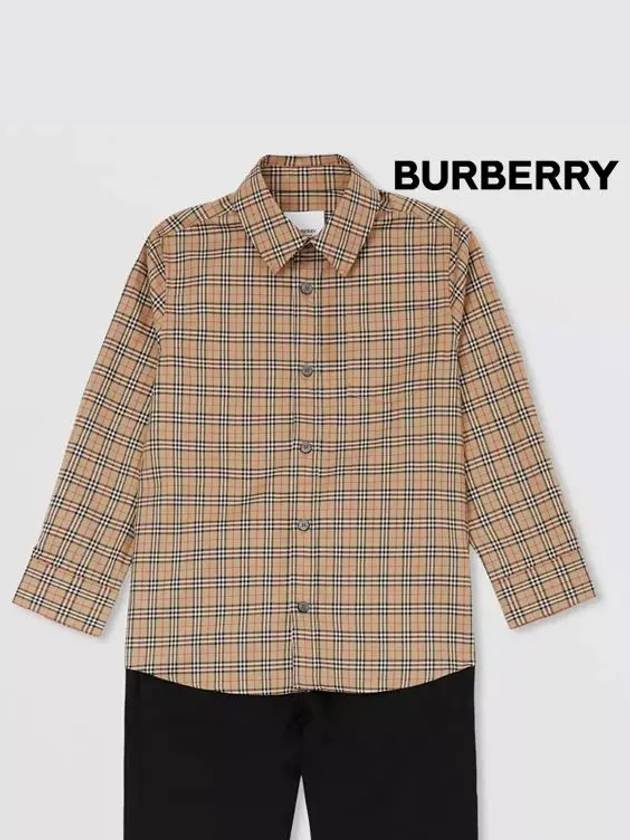 Kids Vintage Check Long Sleeve Shirt Beige - BURBERRY - BALAAN 6