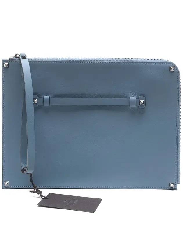 Rockstud Clutch Bag Blue - VALENTINO - BALAAN 1