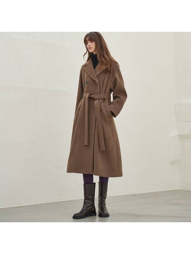 Women's Cashmere Pintuck Double Coat Brown - MITTE - BALAAN 2