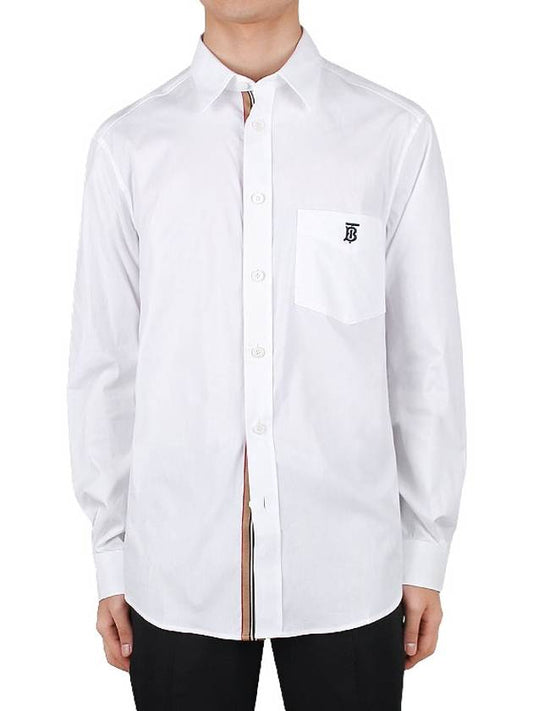 Men's Monogram Logo Long Sleeve Shirt White - BURBERRY - 2